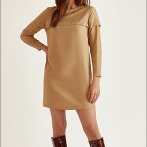 BLDWN crew neck brown dress, size XS